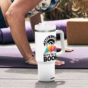 Take A Look It Is In A Book Tumbler With Handle Reading Retro Rainbow Vintage TS12 Print Your Wear
