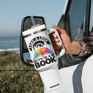 Take A Look It Is In A Book Tumbler With Handle Reading Retro Rainbow Vintage TS12 Print Your Wear