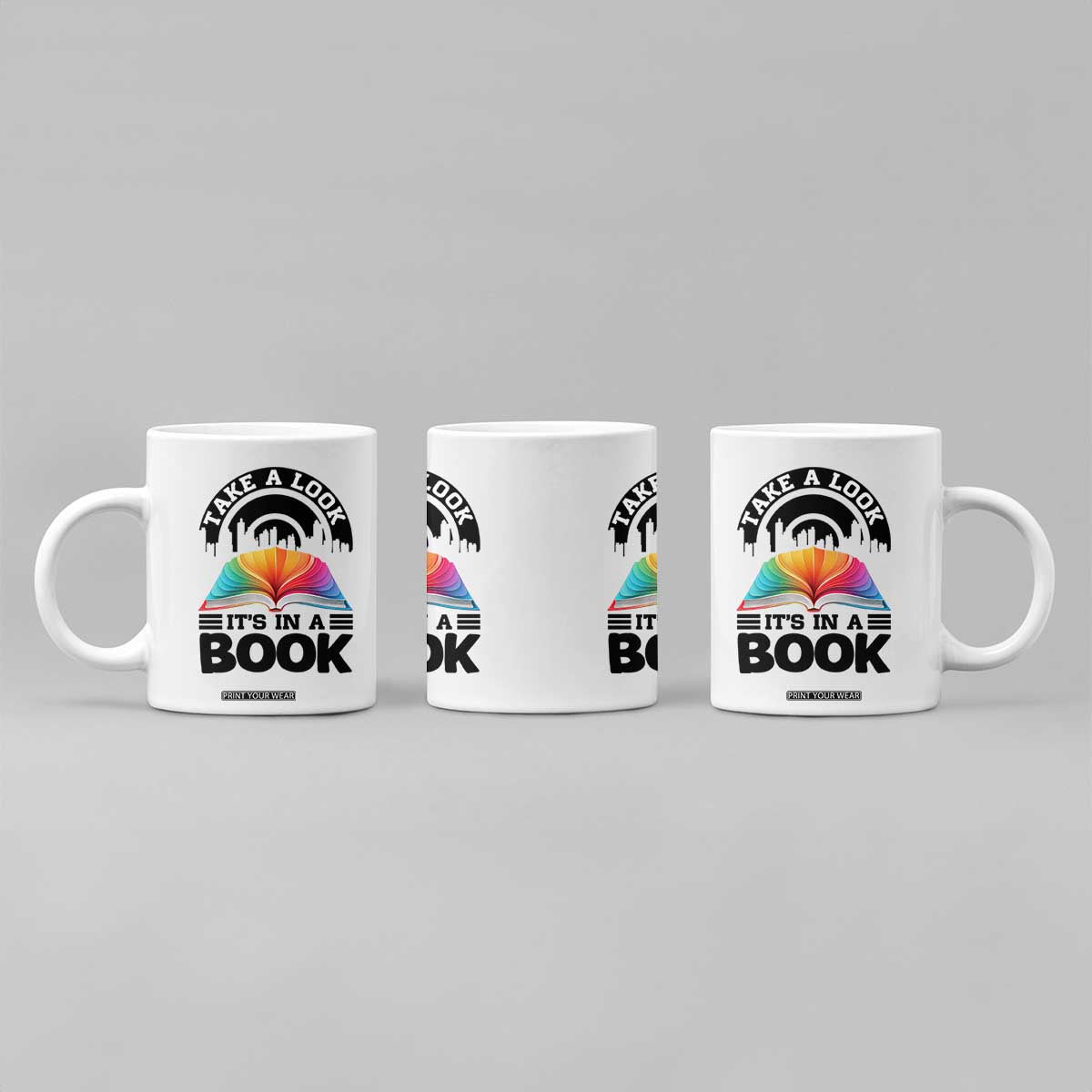 Take A Look It Is In A Book Coffee Mug Reading Retro Rainbow Vintage TS12 Print Your Wear