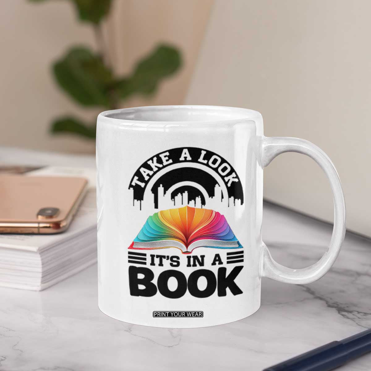 Take A Look It Is In A Book Coffee Mug Reading Retro Rainbow Vintage TS12 Print Your Wear