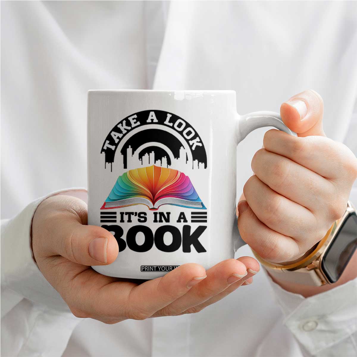 Take A Look It Is In A Book Coffee Mug Reading Retro Rainbow Vintage TS12 Print Your Wear