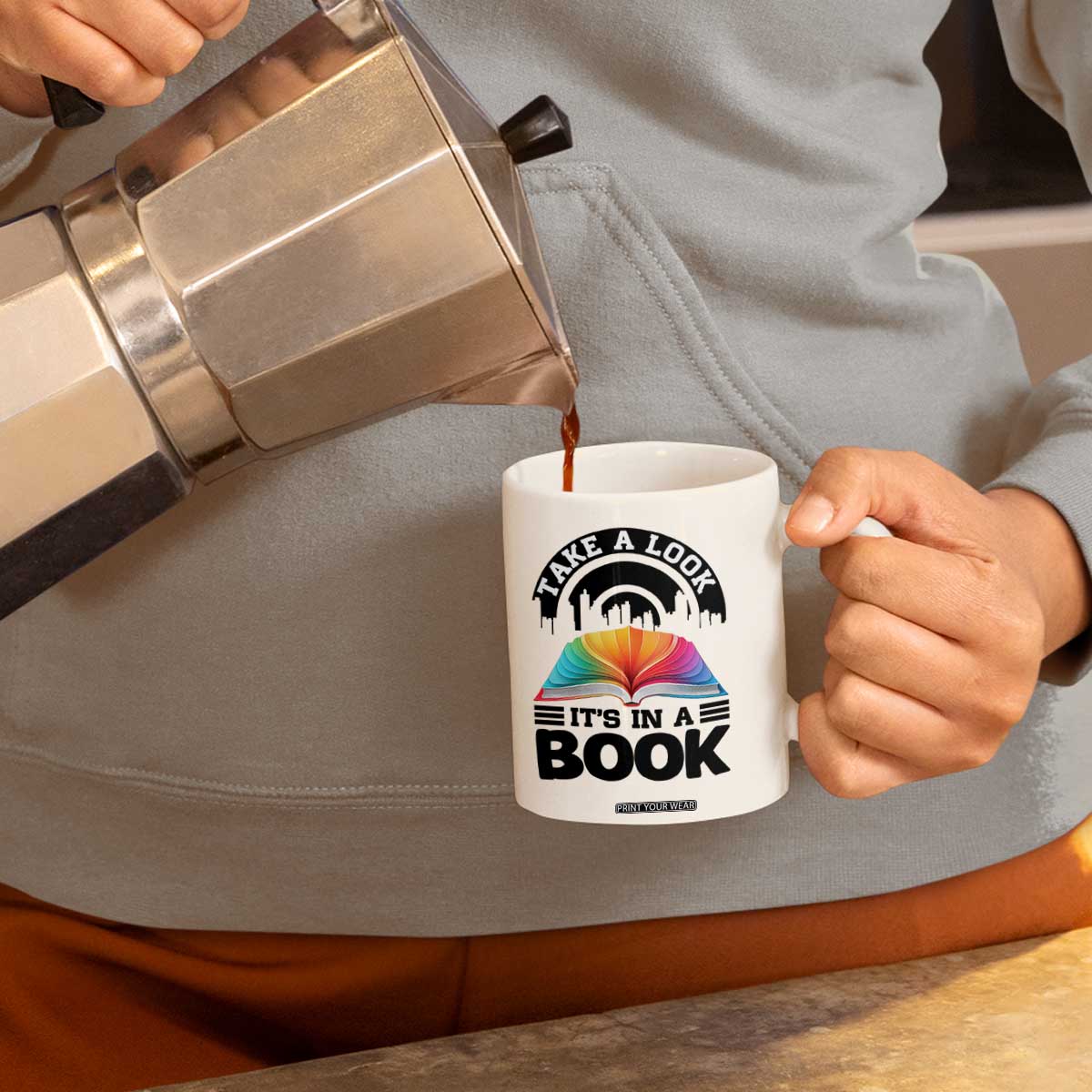 Take A Look It Is In A Book Coffee Mug Reading Retro Rainbow Vintage TS12 Print Your Wear