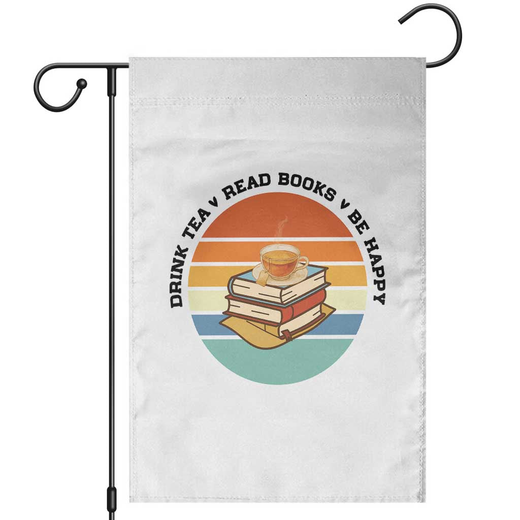 Drink Tea Read Books Be Happy Garden Flag Book Worm Tea Cup TS12 White Print Your Wear