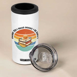 Drink Tea Read Books Be Happy 4 in 1 Can Cooler Tumbler Book Worm Tea Cup TS12 Print Your Wear