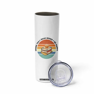 Drink Tea Read Books Be Happy Skinny Tumbler Book Worm Tea Cup TS12 Print Your Wear