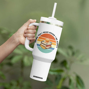 Drink Tea Read Books Be Happy Tumbler With Handle Book Worm Tea Cup TS12 Print Your Wear