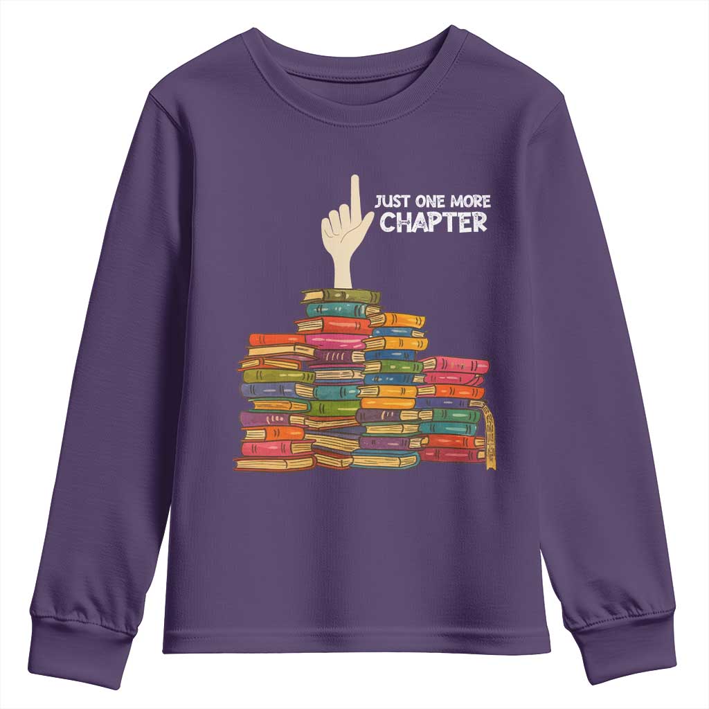 Just One More Chapter Youth Sweatshirt Funny Book Lover TS12 Purple Print Your Wear