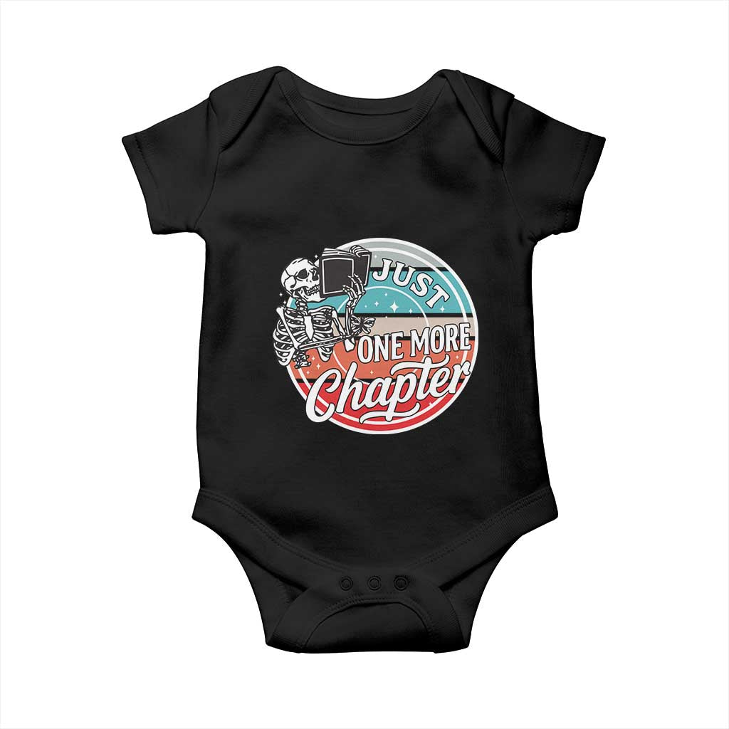 Just One More Chapter Baby Onesie Funny Skeleton Reading Book TS12 Black Print Your Wear