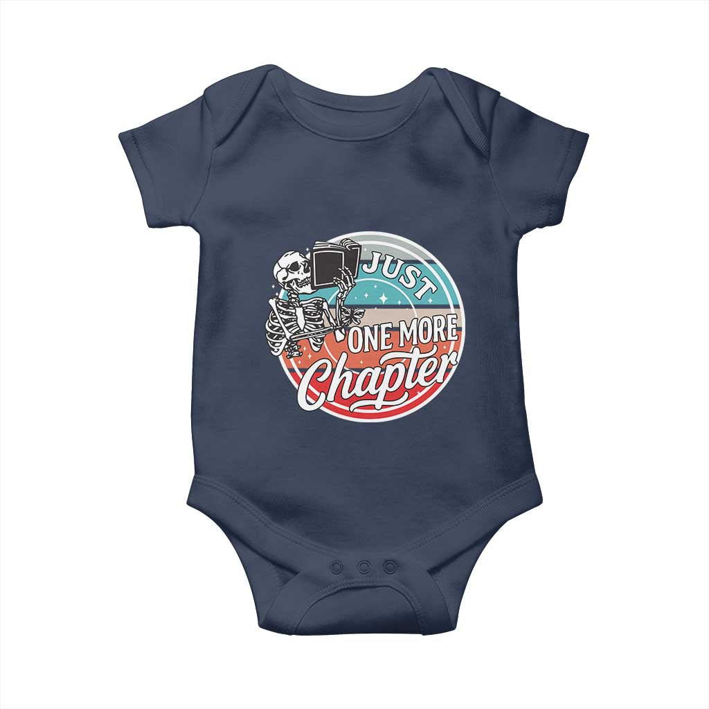 Just One More Chapter Baby Onesie Funny Skeleton Reading Book TS12 Navy Print Your Wear