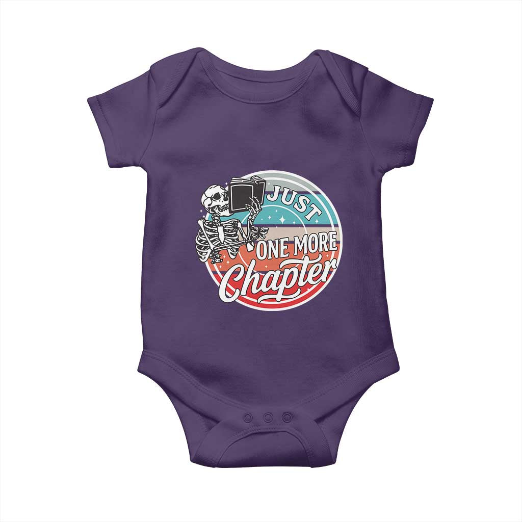 Just One More Chapter Baby Onesie Funny Skeleton Reading Book TS12 Purple Print Your Wear