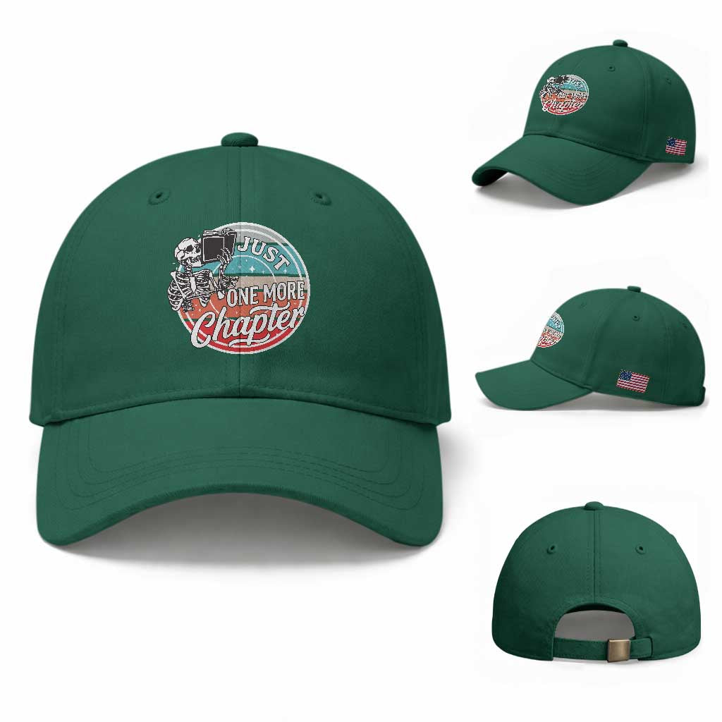Just One More Chapter Baseball Cap Funny Skeleton Reading Book TS12 Baseball Cap Universal Fit Irish Green Print Your Wear