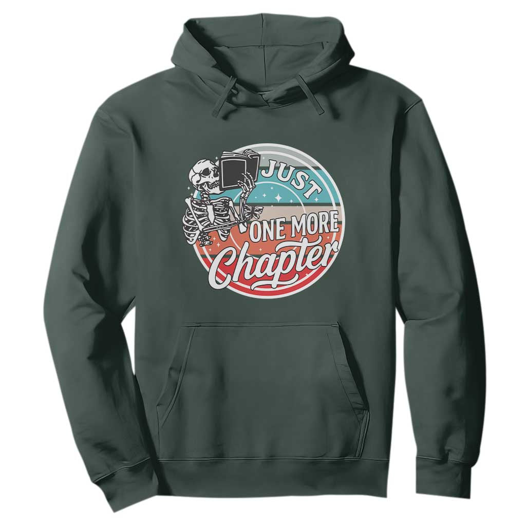 Just One More Chapter Hoodie Funny Skeleton Reading Book TS12 Dark Forest Green Print Your Wear
