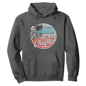 Just One More Chapter Hoodie Funny Skeleton Reading Book TS12 Dark Heather Print Your Wear