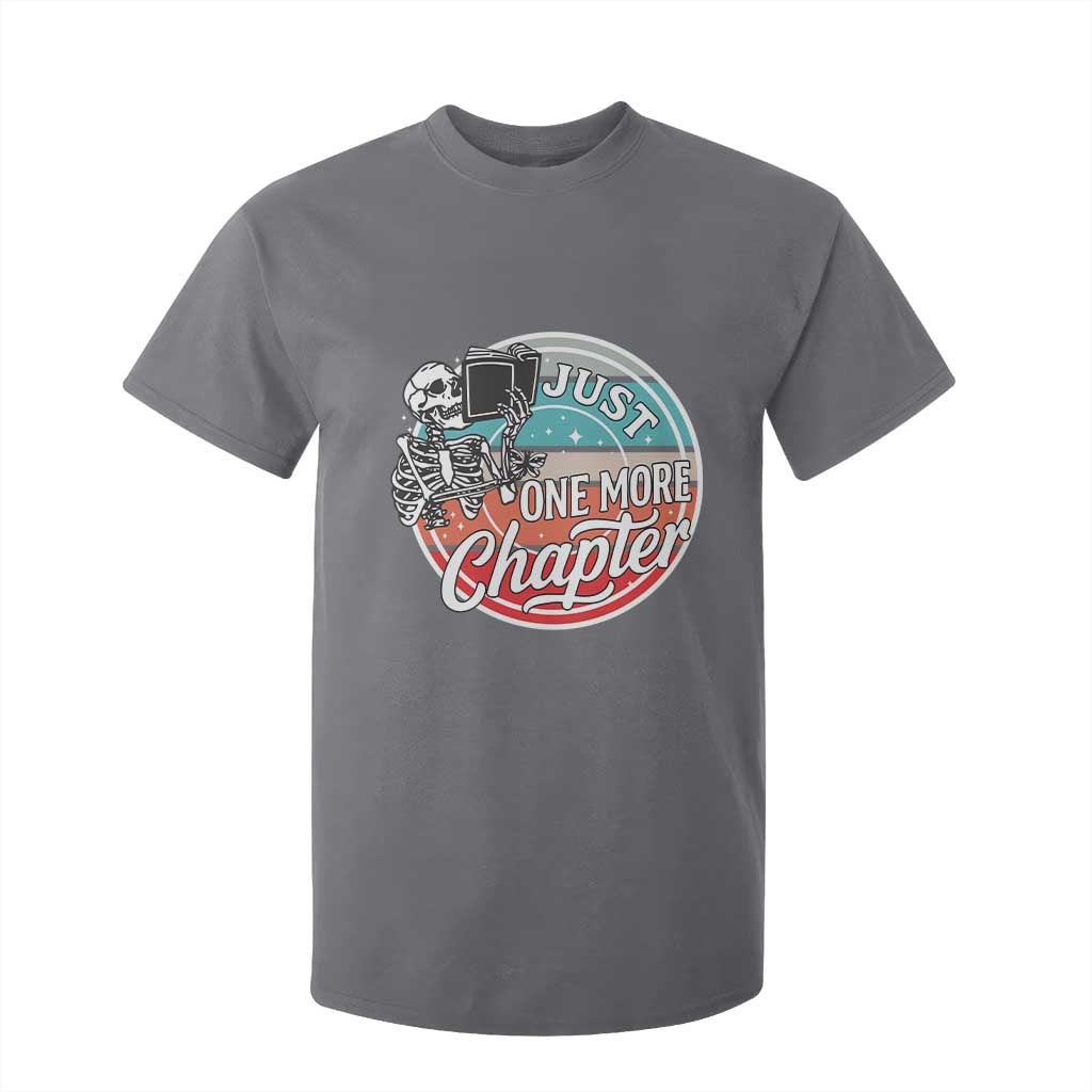 Just One More Chapter T Shirt For Kid Funny Skeleton Reading Book TS12 Charcoal Print Your Wear