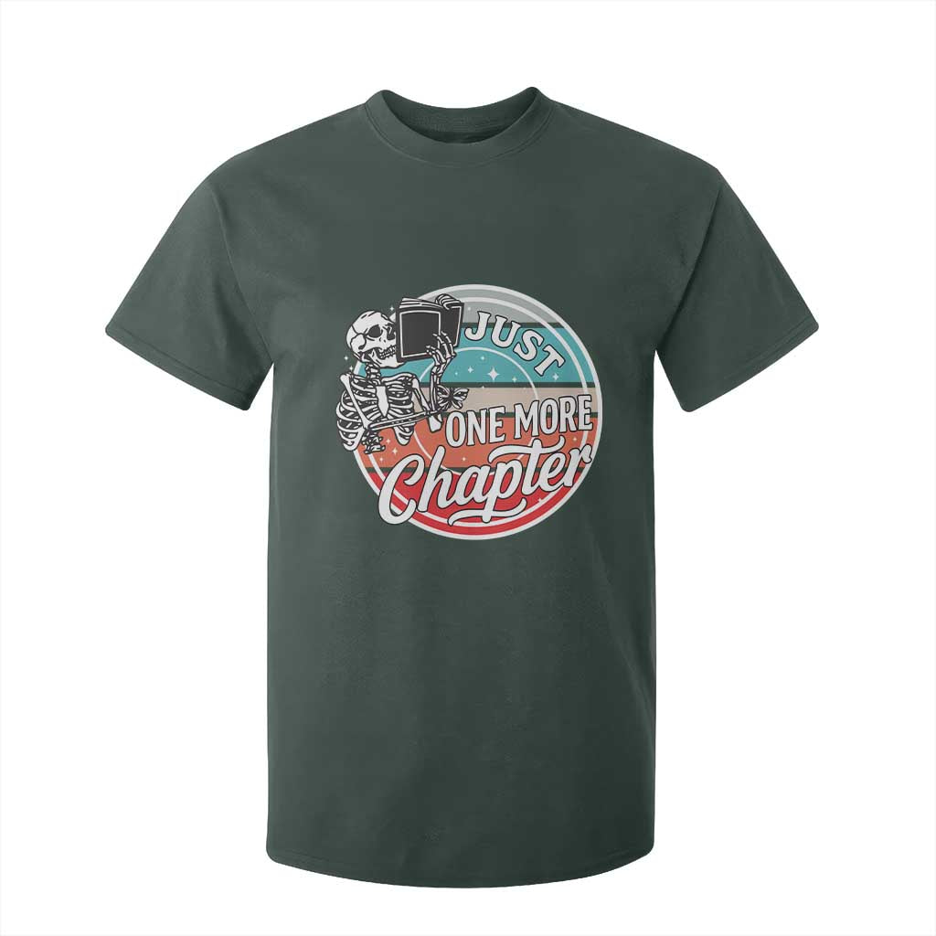 Just One More Chapter T Shirt For Kid Funny Skeleton Reading Book TS12 Dark Forest Green Print Your Wear