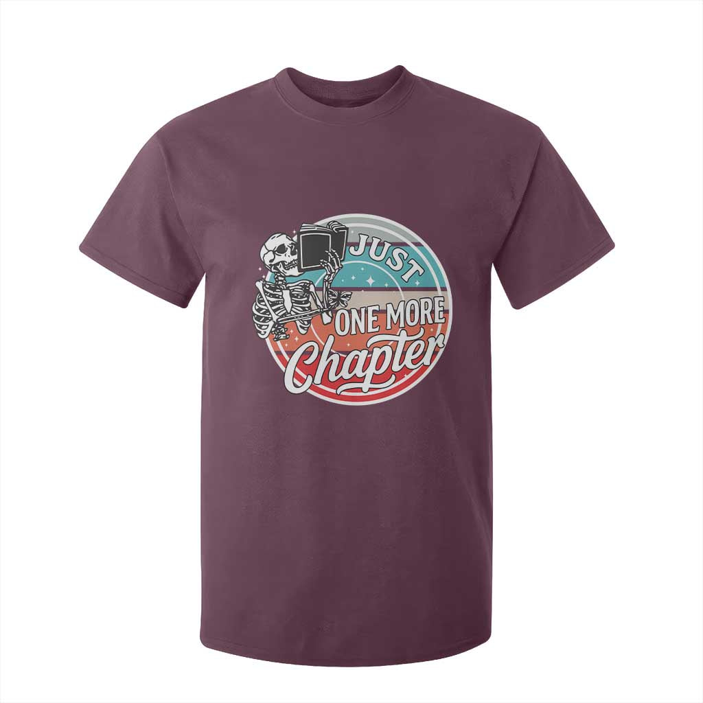 Just One More Chapter T Shirt For Kid Funny Skeleton Reading Book TS12 Maroon Print Your Wear