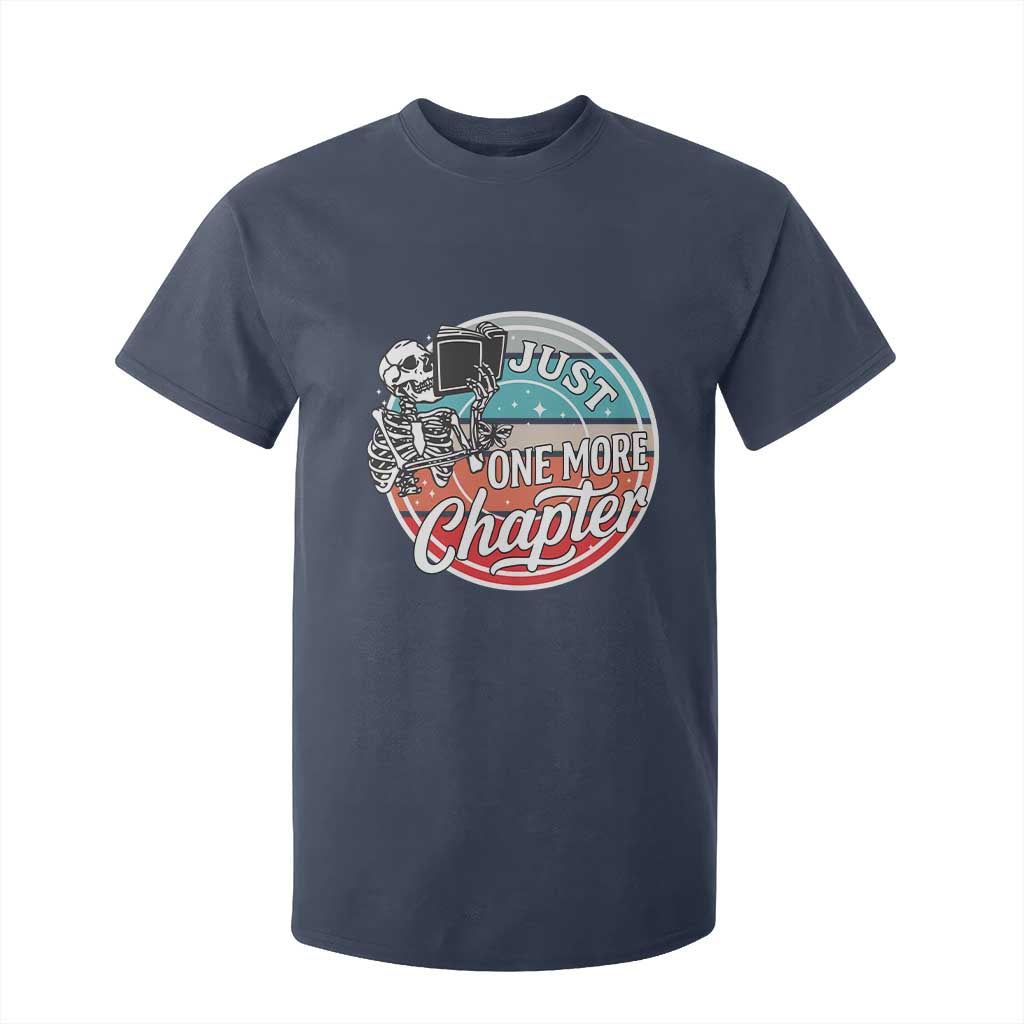 Just One More Chapter T Shirt For Kid Funny Skeleton Reading Book TS12 Navy Print Your Wear