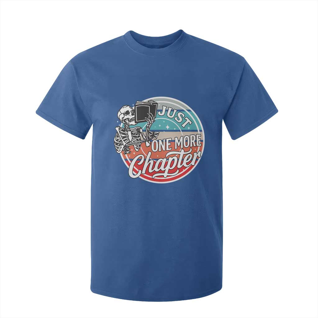 Just One More Chapter T Shirt For Kid Funny Skeleton Reading Book TS12 Royal Blue Print Your Wear