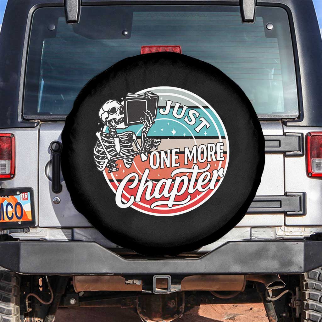 Just One More Chapter Spare Tire Cover Funny Skeleton Reading Book TS12 No hole Black Print Your Wear