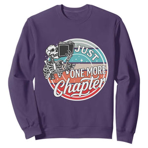 Just One More Chapter Sweatshirt Funny Skeleton Reading Book TS12 Purple Print Your Wear