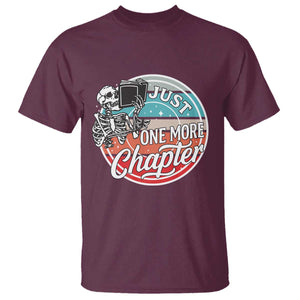 Just One More Chapter T Shirt Funny Skeleton Reading Book TS12 Maroon Print Your Wear