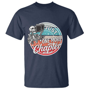 Just One More Chapter T Shirt Funny Skeleton Reading Book TS12 Navy Print Your Wear