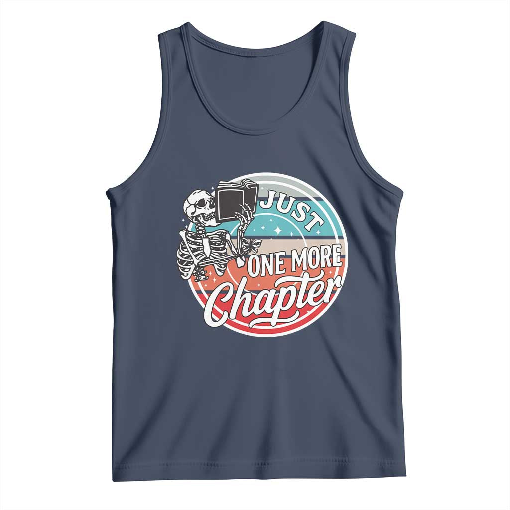 Just One More Chapter Tank Top Funny Skeleton Reading Book TS12 Navy Print Your Wear