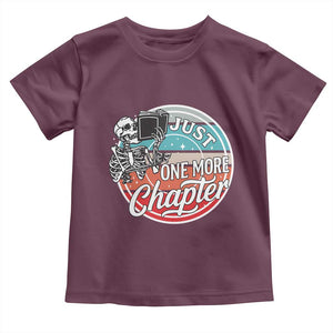 Just One More Chapter Toddler T Shirt Funny Skeleton Reading Book TS12 Maroon Print Your Wear
