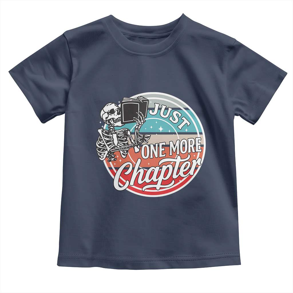 Just One More Chapter Toddler T Shirt Funny Skeleton Reading Book TS12 Navy Print Your Wear