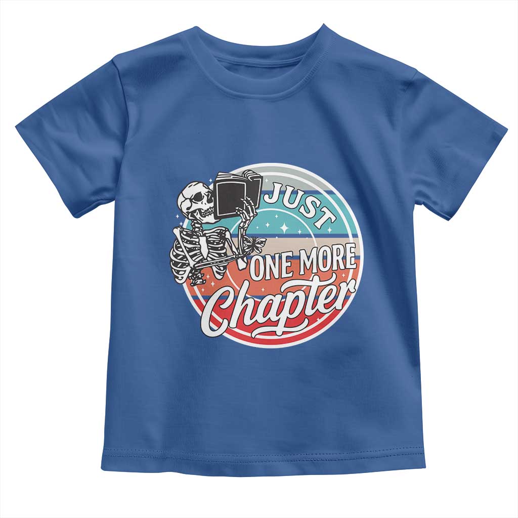 Just One More Chapter Toddler T Shirt Funny Skeleton Reading Book TS12 Royal Blue Print Your Wear