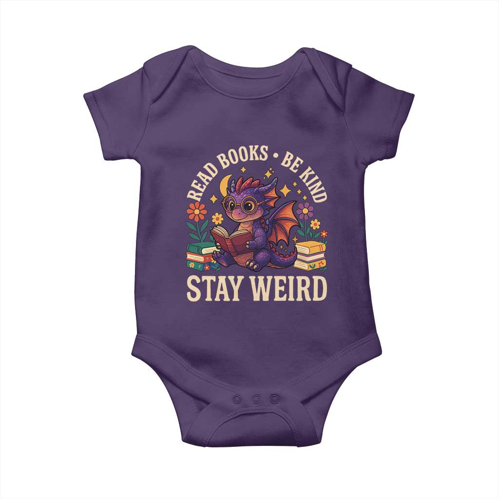 Dragon Read Book Baby Onesie Funny Read Books Be Kind Stay Weird TS12 Purple Print Your Wear