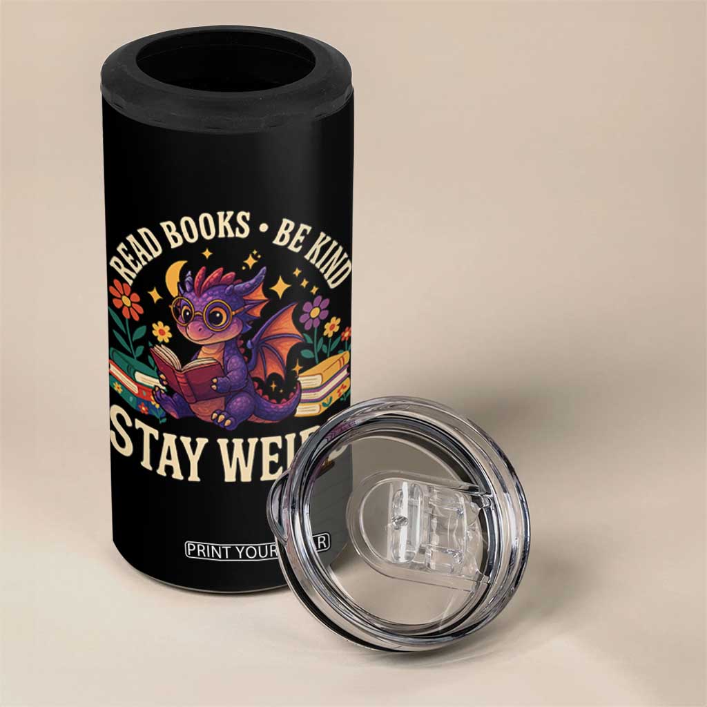 Dragon Read Book 4 in 1 Can Cooler Tumbler Funny Read Books Be Kind Stay Weird TS12 Print Your Wear