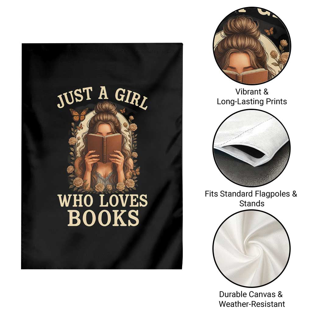 Just A Girl Who Loves Books Garden Flag Funny Bookworm Quote TS12 Print Your Wear