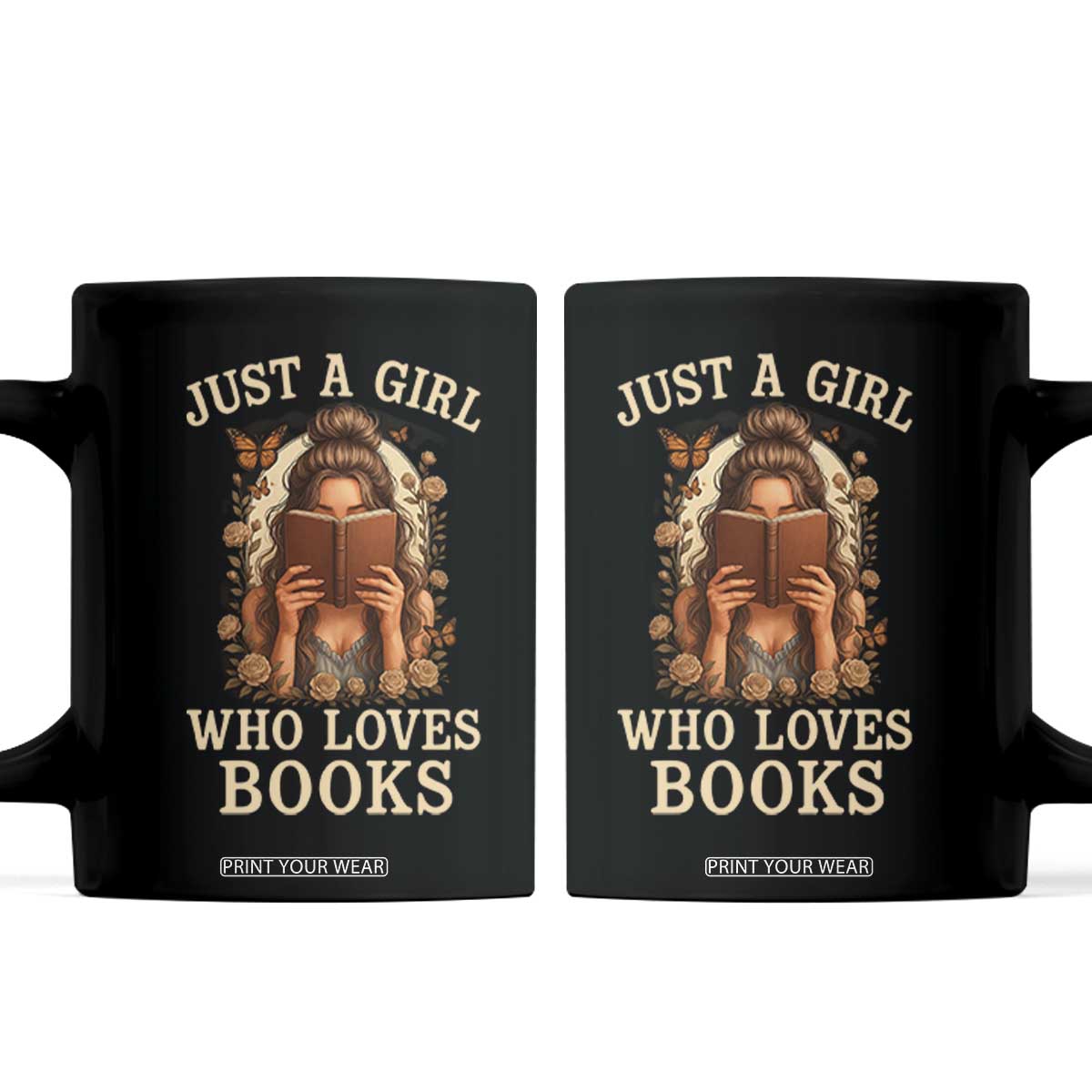 Just A Girl Who Loves Books Coffee Mug Funny Bookworm Quote TS12 Black Print Your Wear