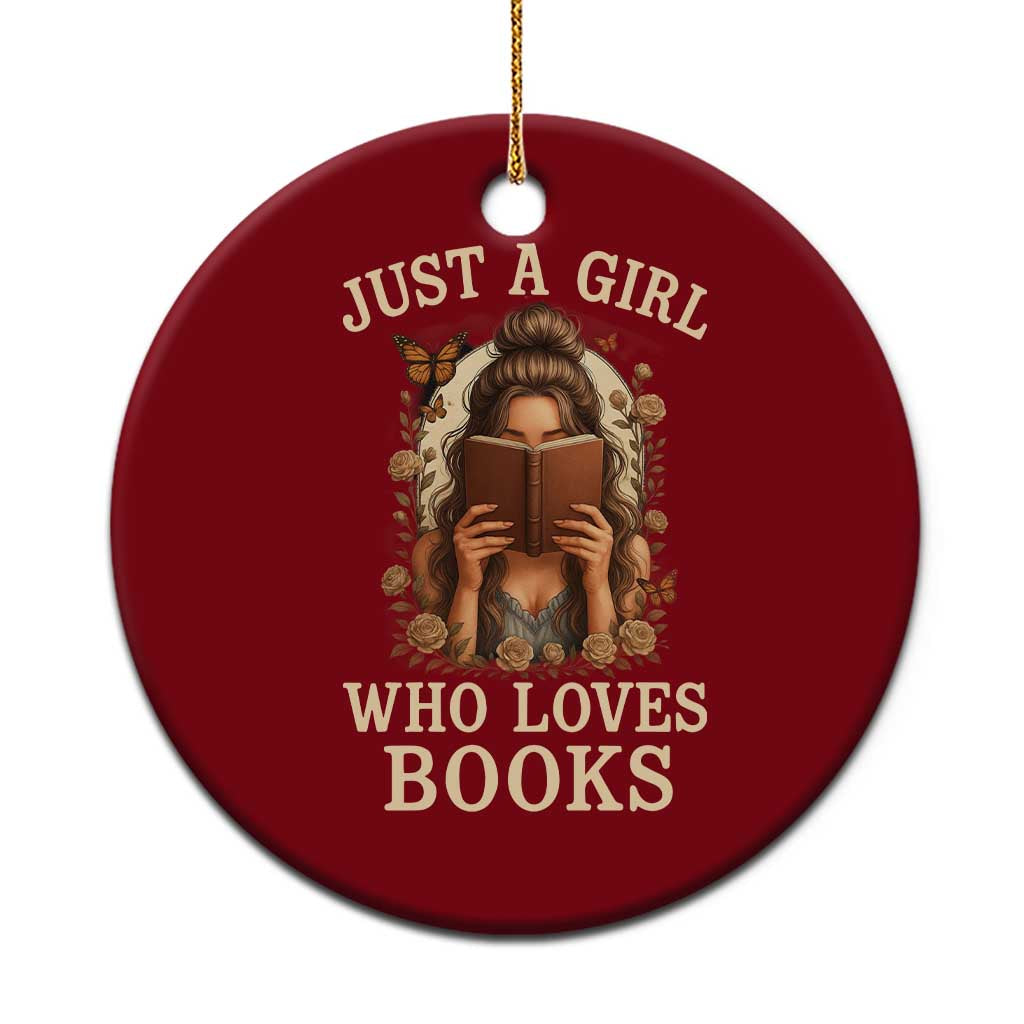 Just A Girl Who Loves Books Ceramic Ornament Funny Bookworm Quote TS12 1pc Red Print Your Wear