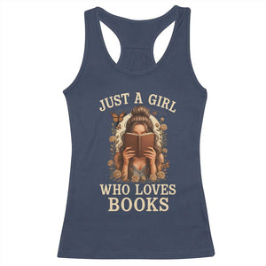 Just A Girl Who Loves Books Racerback Tank Top Funny Bookworm Quote TS12 Navy Print Your Wear