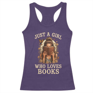 Just A Girl Who Loves Books Racerback Tank Top Funny Bookworm Quote TS12 Purple Print Your Wear