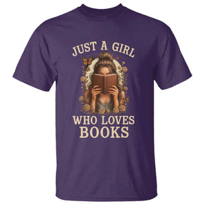 Just A Girl Who Loves Books T Shirt Funny Bookworm Quote TS12 Purple Print Your Wear