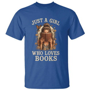 Just A Girl Who Loves Books T Shirt Funny Bookworm Quote TS12 Royal Blue Print Your Wear