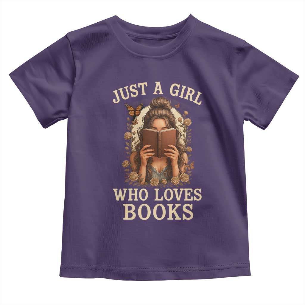 Just A Girl Who Loves Books Toddler T Shirt Funny Bookworm Quote TS12 Purple Print Your Wear
