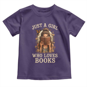 Just A Girl Who Loves Books Toddler T Shirt Funny Bookworm Quote TS12 Purple Print Your Wear