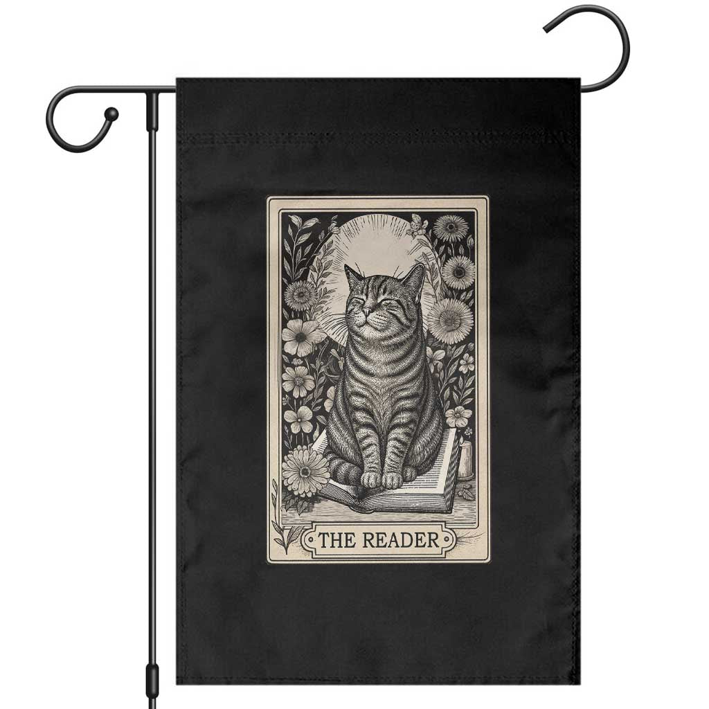 Funny Bookish Kitty Lover Garden Flag The Reader Tarot Card Book Lover Gift TS12 Black Print Your Wear