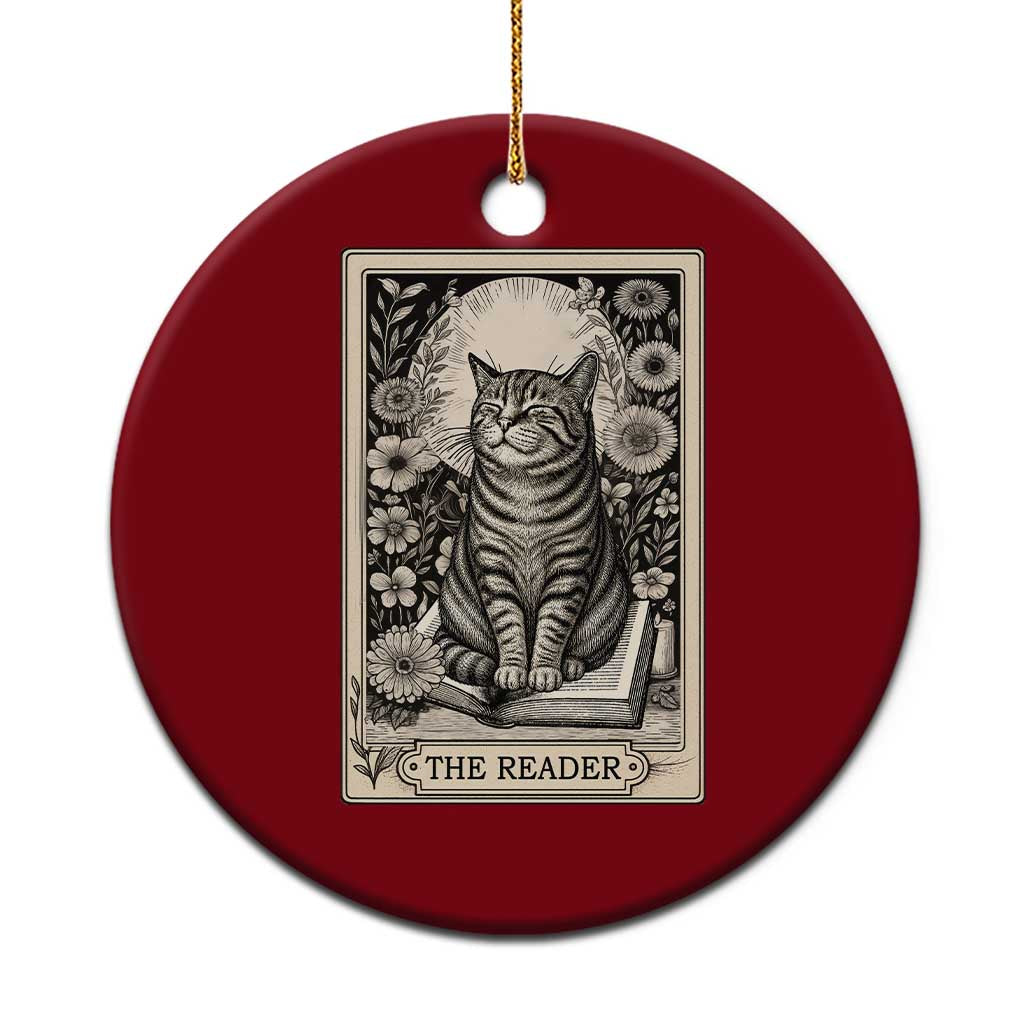 Funny Bookish Kitty Lover Ceramic Ornament The Reader Tarot Card Book Lover Gift TS12 1pc Red Print Your Wear