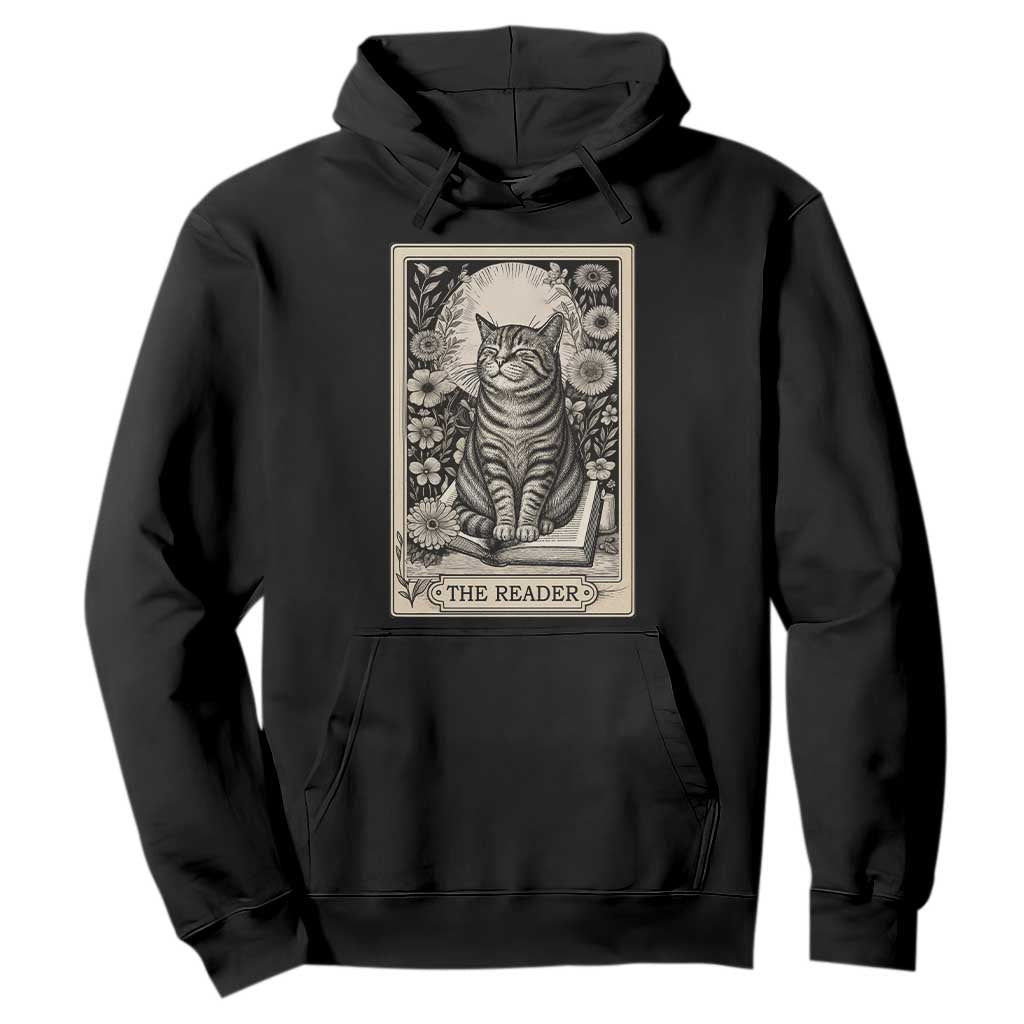 Funny Bookish Kitty Lover Hoodie The Reader Tarot Card Book Lover Gift TS12 Black Print Your Wear
