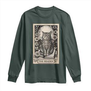 Funny Bookish Kitty Lover Long Sleeve Shirt The Reader Tarot Card Book Lover Gift TS12 Dark Forest Green Print Your Wear
