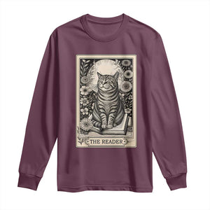 Funny Bookish Kitty Lover Long Sleeve Shirt The Reader Tarot Card Book Lover Gift TS12 Maroon Print Your Wear