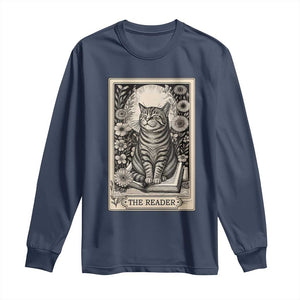 Funny Bookish Kitty Lover Long Sleeve Shirt The Reader Tarot Card Book Lover Gift TS12 Navy Print Your Wear