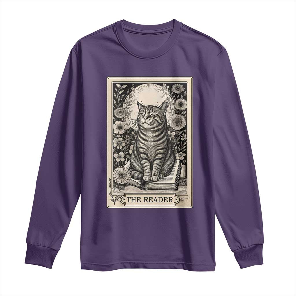 Funny Bookish Kitty Lover Long Sleeve Shirt The Reader Tarot Card Book Lover Gift TS12 Purple Print Your Wear