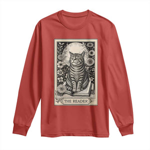 Funny Bookish Kitty Lover Long Sleeve Shirt The Reader Tarot Card Book Lover Gift TS12 Red Print Your Wear