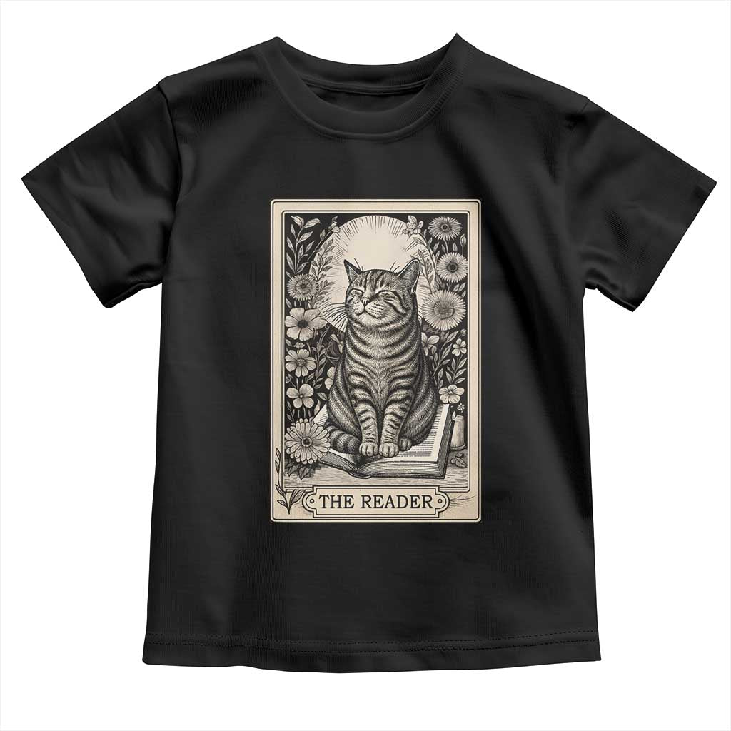 Funny Bookish Kitty Lover Toddler T Shirt The Reader Tarot Card Book Lover Gift TS12 Black Print Your Wear